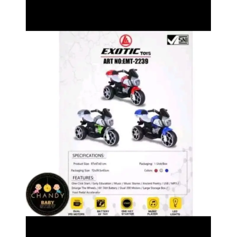 MOTOR AKI RECHARGEABLE MOTORCYCLE EMT 2239 EXOTIC