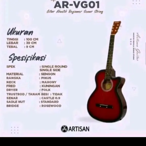 [ REALL 1SET USA CAP SIAP PAKAI PAKET NGEBULL ] Gitar Mini Akustik Tanam Besi Beginner AR - VTS9 Senar String Guitar Via Cod 6