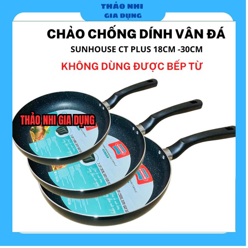 SUNHOUSE Chảo Chống Dính Vân Đá SUNHOUSE PLUS CT18-CT30 Siêu Bền Dẫn Nhiệt Nhanh Đa Kích Cỡ 18cm-30cm An Toàn Cho Sức Khỏe