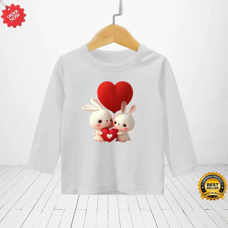 kaos motif rabbit/pakaian anak perempuan lengan panjang umur 1-12 tahun 086 6