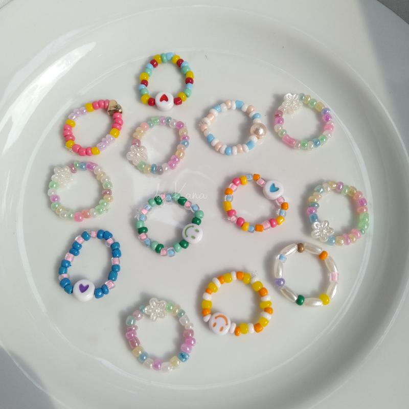 [MIX COLOR] Cincin Manik | Cincin Mote | Cincin Korea | Beads Ring | Cincin Pelangi Rainbow Warna Warni 1