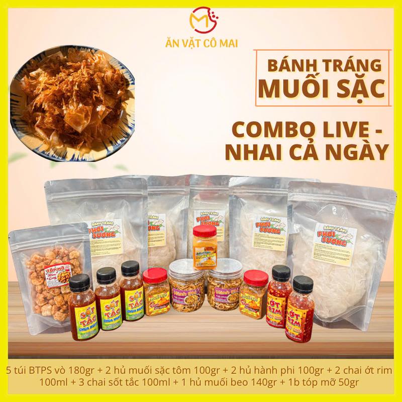 COMBO LIVE - NHAI CẢ NGÀY Bánh Tráng Muối Sặc Kèm Muối Beo Tóp Mỡ Ăn Vặt Cô Mai