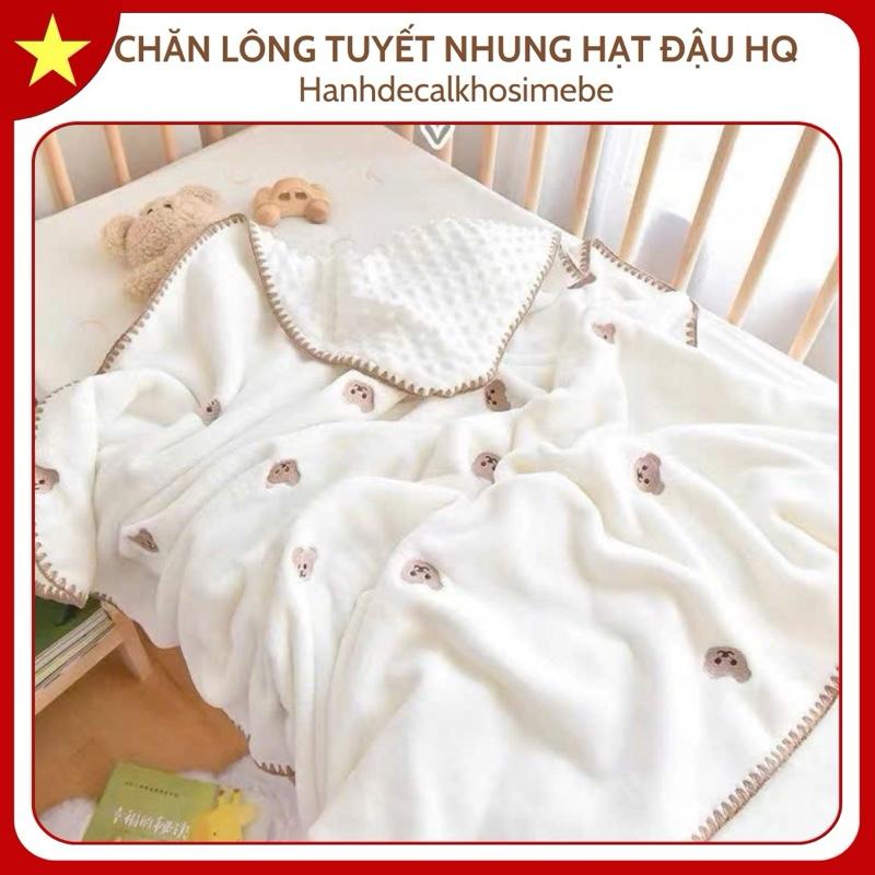 Chăn Lông Tuyết Nhung Hạt Đậu Cao Cấp, Chăn Đắp Thu Đông Cho Bé Phong Cách Hàn Quốc Mềm Mại, Ấm Áp KT 1m1x1m2