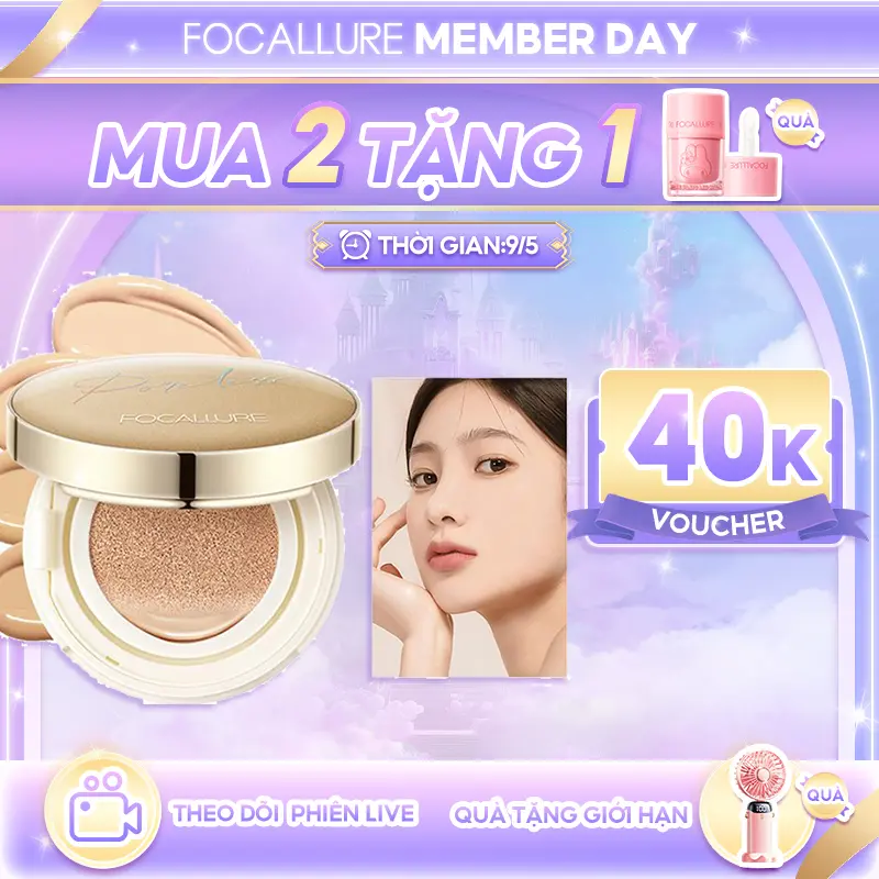 【40k voucher】FOCALLURE Phấn Nước BB Cushion GoldenAge dưỡng ẩm màu mịn cho làn da đẹp tự nhiên