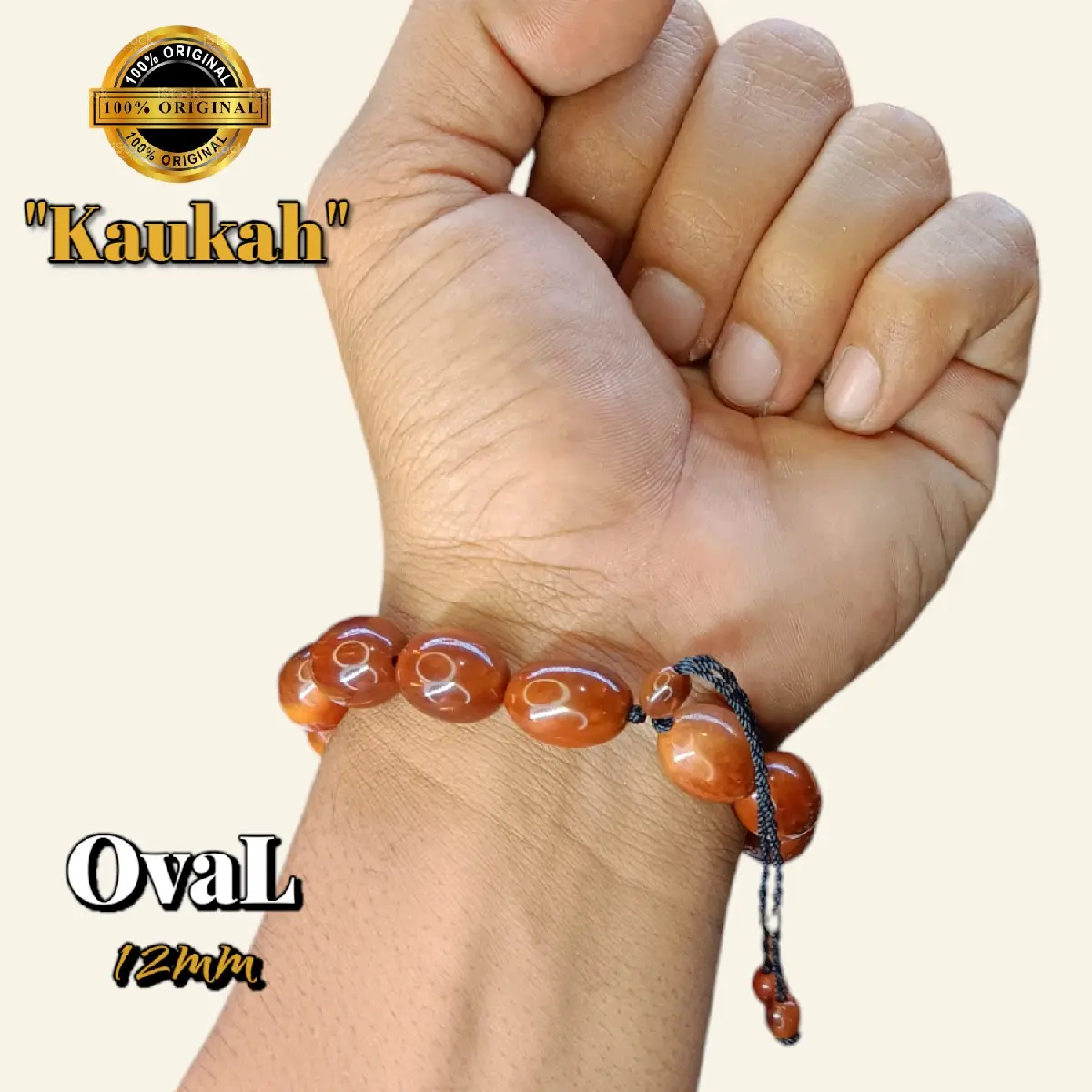Gelang Kokka Oval Coklat 12mm Asli - Bracelets Elegan kaokah tangan