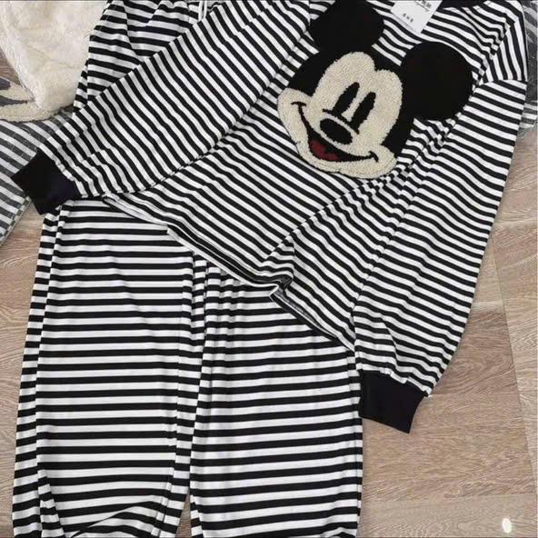   MỞ BÁN GIẢM 39%  Sét bộ kẻ hình thêu xù chuột Mickey - Phong cách trẻ trung năng động M452 