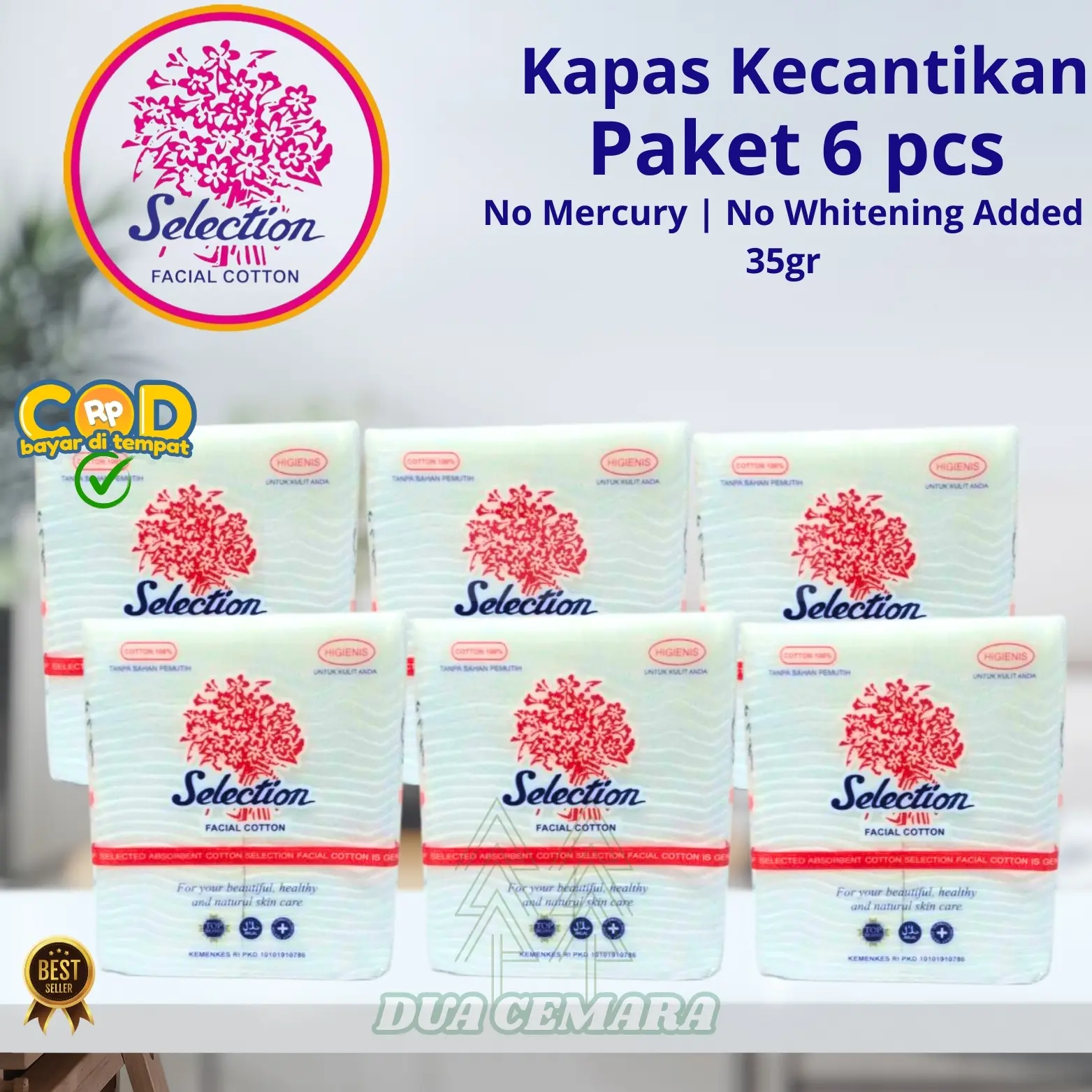 PAKET ISI 6 KAPAS SELECTION 35GR Facial Cotton / Kapas Kecantikan