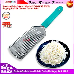 Parutan keju coklat wortel STAINLESS STEEL PREMIUM gagang plastik cheese grater tebal