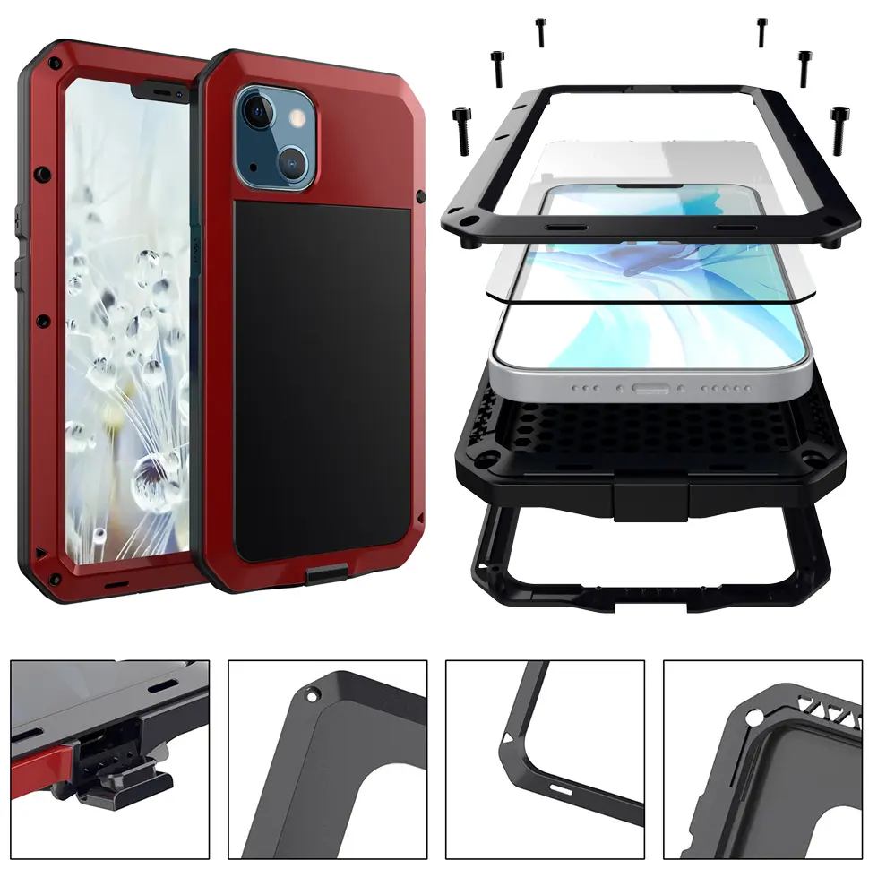 Armor Metal Aluminum Shockproof Phone Case for iPhone 16 15 14 13 11 12 mini Pro XS MAX SE 2 XR 6 6S 7 8 Plus X Outdoor Military Cover