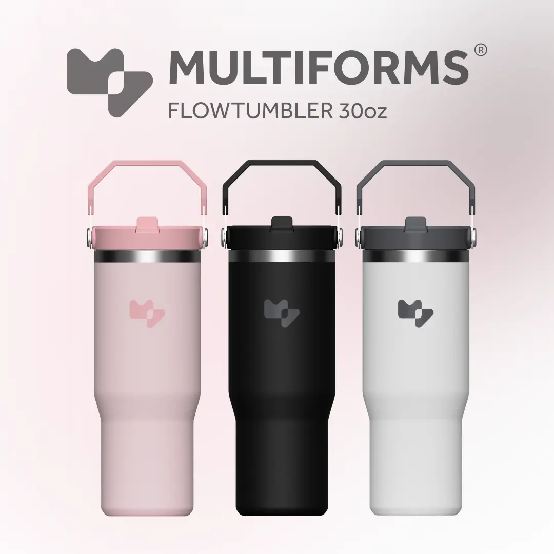 Multiforms FlowTumbler 30oz | Thermal Flask Water Bottle | Insulated Stainless Steel | Straw | Custom Engraved