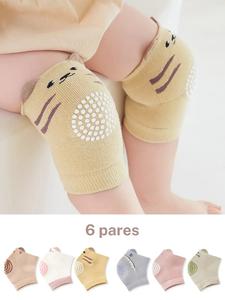 6 pares, protectores de rodilla para bebé, estilo básico sólido y sencillo, antideslizantes, grosor moderado, adecuados para todas las estaciones, unisex.