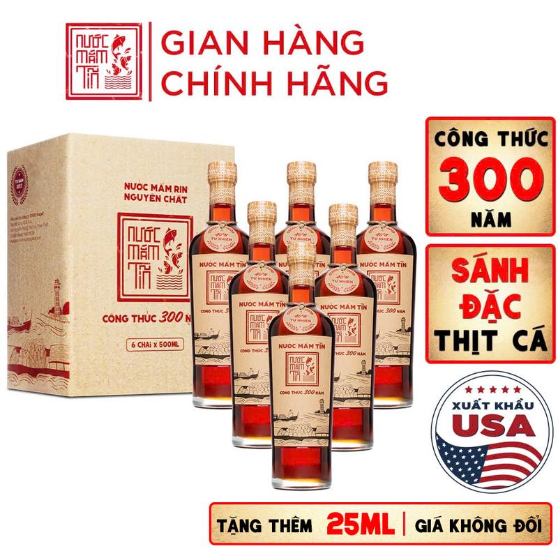 Thùng 6 chai 40N 525ml rin nguyên chất 40N Nước Mắm Tĩn cá cơm than Nhãn Đỏ Độ…