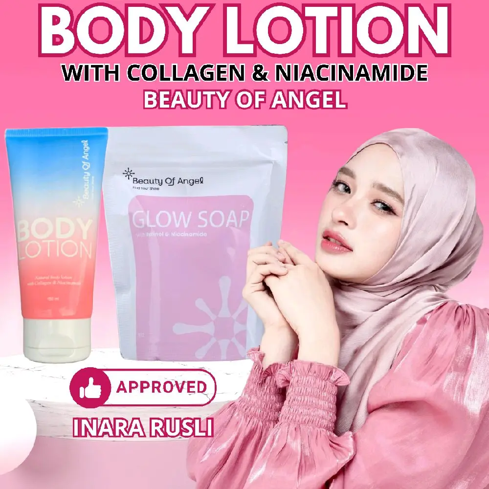 BUNDLING GLOW SOAP & BODY LOTION Beauty Of Angel With Retinol & Niacinamide By Dr Richard Lee sabun pencerah wajah dan badan untuk memudarkan flek hitam kerutan jerawat dan mencegah penuaan dini BPOM Perawatan Tubuh Mencerahkan Wangi Pemutih Seluruh Badan