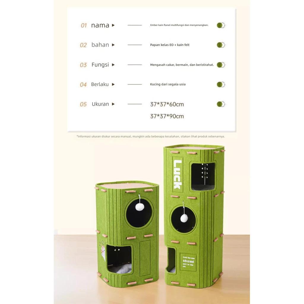 【PAPAPET】Rumah Kucing 3 Lapis Cat Tree Tempat Cakar Felt Multifungsi Hemat Ruang Untuk Banyak Kucing Panjat Kucing Sepanjang Musim dan Pohon Kucing Terintegrasi untuk Penggunaan di Rumah