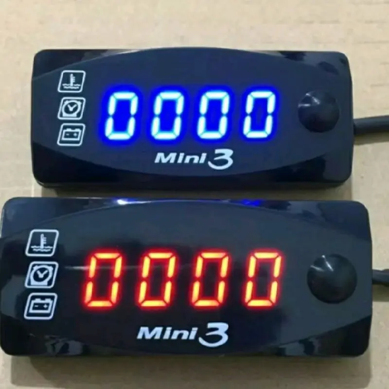 Volt Meter Aki 3in1 Waterproof untuk Motor dan Mobil - Voltmeter, Jam, Suhu 1