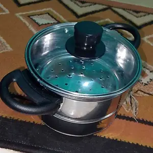 Dandang Nasi Mini Ukuran 16/24/26cm Stainless Anti Lengket dengan Tutup Kaca Transparan - Steel, Multifung si, Alat Multifungsi