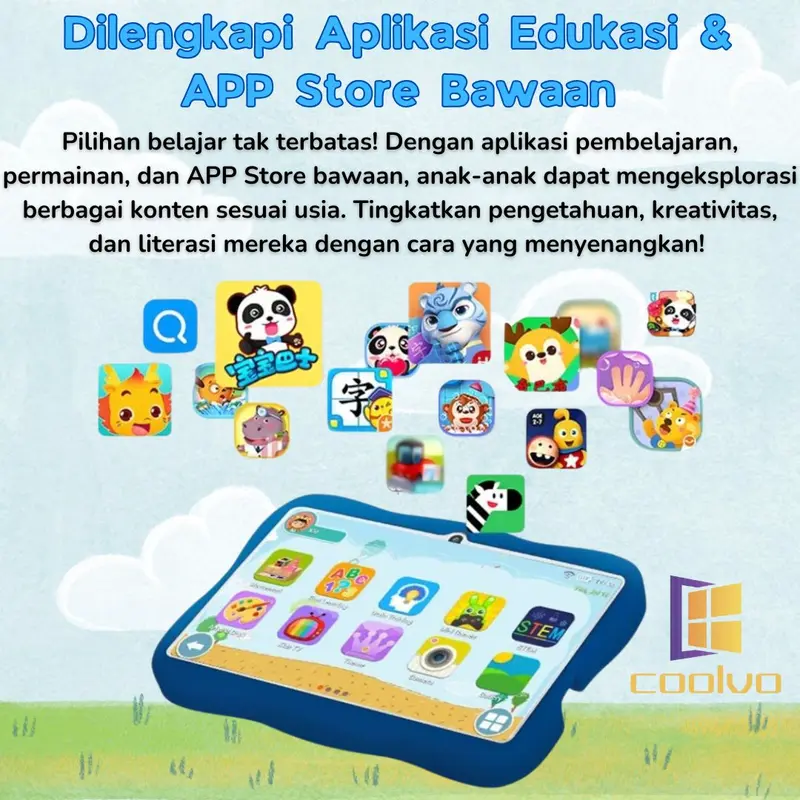 COOLVO C07-New TABLET ANDROID 2025 Versi 13 Pink Biru Blue Layar FULL HD 4/64GB Anti Radiasi Tab Edukasi Belajar Game Bermain Edukasi 4