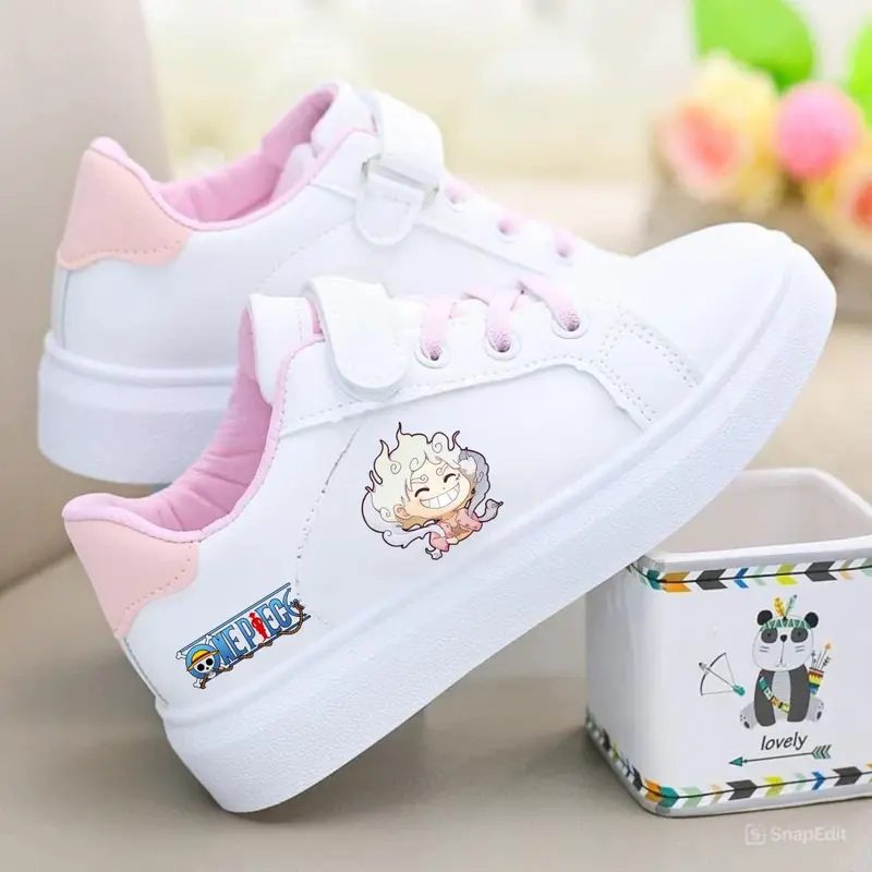 Sepatu Anak Perempuan Luffy One Piece Motif Terbaru - Putih, Pink, Biru - TK/SD 2025 Fashion 2
