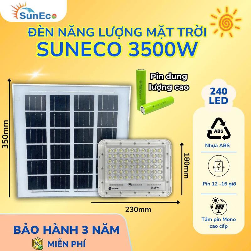 DEAL ĐỘC QUYỀN SUNECO Đèn Năng Lượng Mặt Trời Mắt Ngọc 240 Chíp Led Thế Hệ Mới 3500w Chống Lóa Cao Chống Nước Bảo Hành 3 Năm