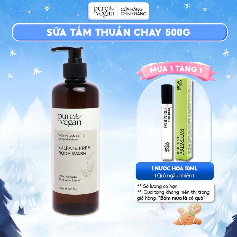   MUA 1 TẶNG 1  Sữa Tắm Thuần Chay Pure Vegan Hương Thơm Thảo Mộc Làm Sáng Da Cấp Ẩm & Dưỡng Da  500ml  - Phù Hợp Da Nhạy Cảm 