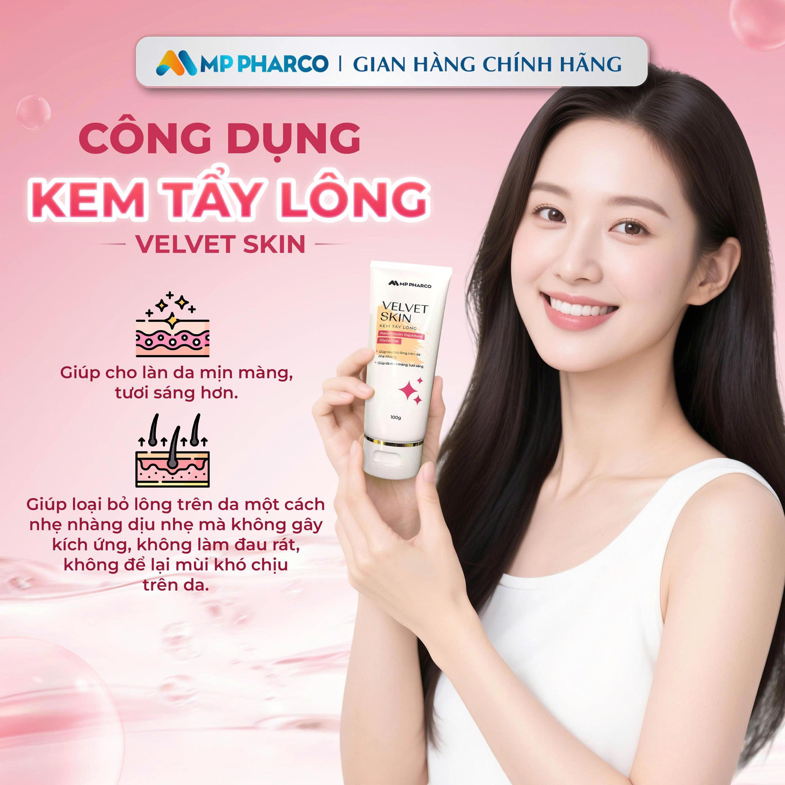 MP15a Bộ Kem Tẩy Lông Velvet Skin 100g & Kem Dưỡng sau tẩy lông Silky Smooth 50g Dịu Nhẹ Cho Nam Nữ Giúp Loại Bỏ Lông Không Kích Ứng