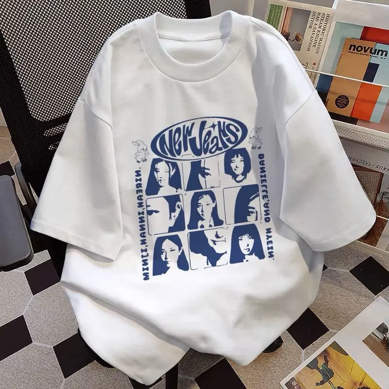 NEW JEANS KAOS WANITA KAOS love casual Pas baju lengan pendek   baju atasan Couple Kaos wanita Fashion Oblong Panjang Oversize Polos Katun Cewek Pasangan Dewasa 0