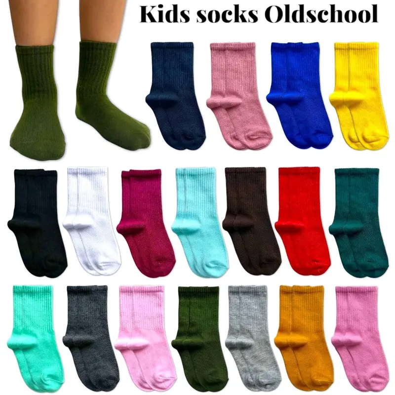 Kaos Kaki Anak Polos Oldschool, Bahan Lembut dan Elastis - Pilihan Motif - Ukuran 1-6 Tahun Anak-Anak 0