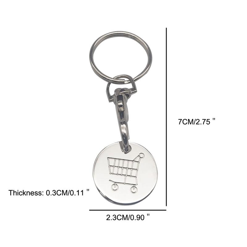 2024 New 6 PCS Shopping Trolley Remover Key Ring Token Chip With Carabiner Hook Practical Metal Keychain Portable Durable Chain Universal Supermarket 1
