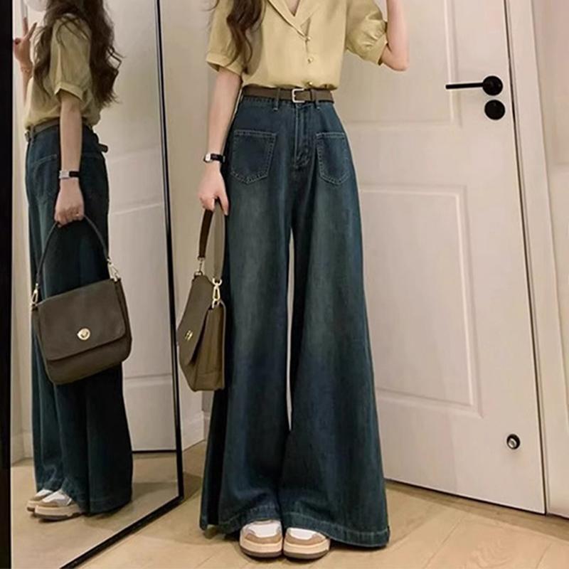 COD LULU Biru Retro High Waist Kuolt Celana Jeans Panjang Wanita 4