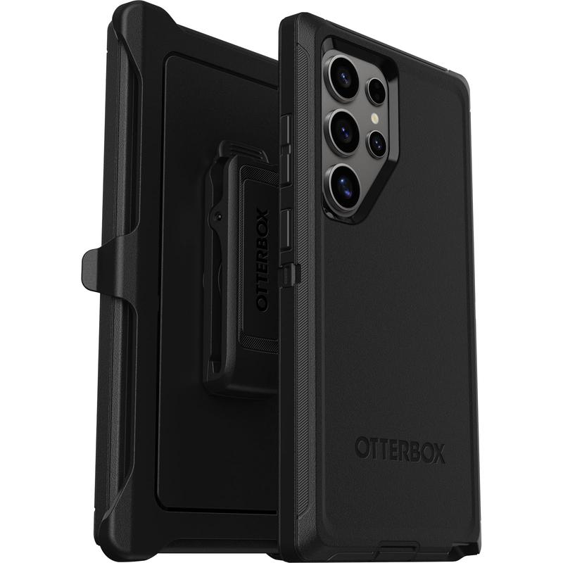 Product Introduction of OtterBox Samsung Galaxy S24 Ultra Defender Series Case - BLACK, rugged & durable, with port protection, includes holster clip kickstand 0