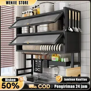 Rak Piring Wastafel Stainless/Rak Piring Tertutup/Rak Piring Minimalis/Rak Piring Stainless/Lemari Rak Piring Stainless/Lemari Piring Tertutup