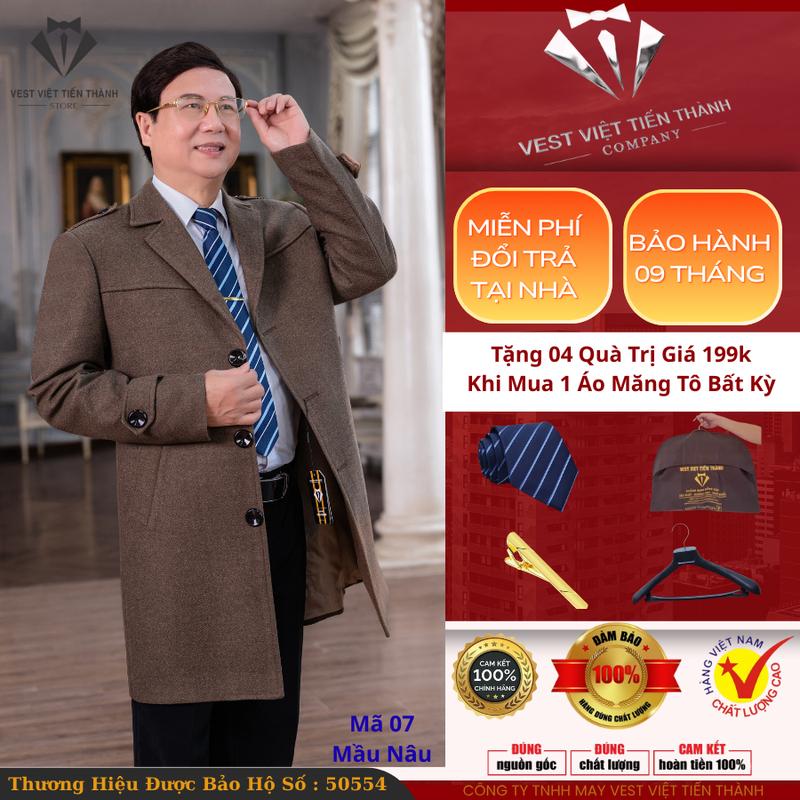  Áo măng tô nam trung niên dạ lông cừu nhập khẩu hàn quốc cao cấp vest việt tiến thành 