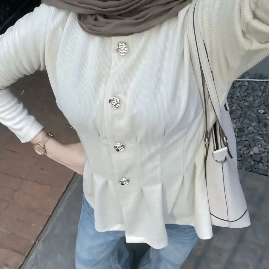 VANA BLOUSE PEPLUM FIT BODY KNIT ATASAN WANITA LENGAN PANJANG