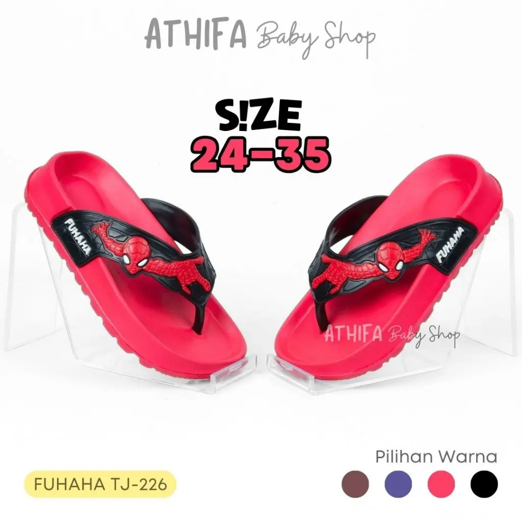 Sandal Jepit Karet Anak Laki-Laki  Bayi 1 2 4 3 5 6 7 8 9 10 Tahun Karakter Spderman Kekinian FUHAHA TJ-226 Kaki