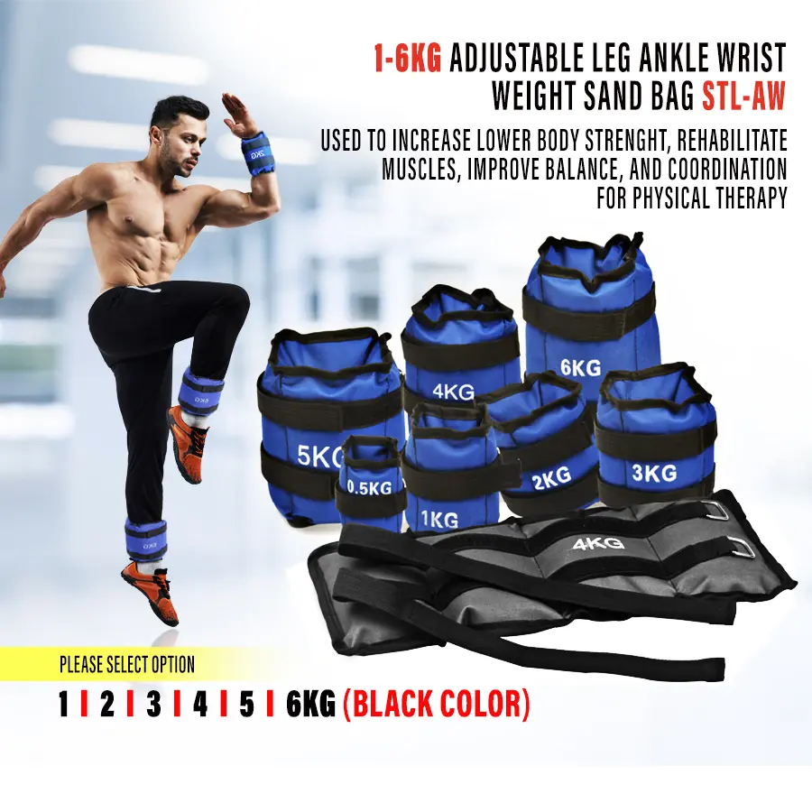 FitExperte Ankle Weights Sand Bag 1kg 2kg Wrist Arm Leg Running Hiking Jungle Equipment Fitness Sports Outdoor Training Pad AW1 AW2