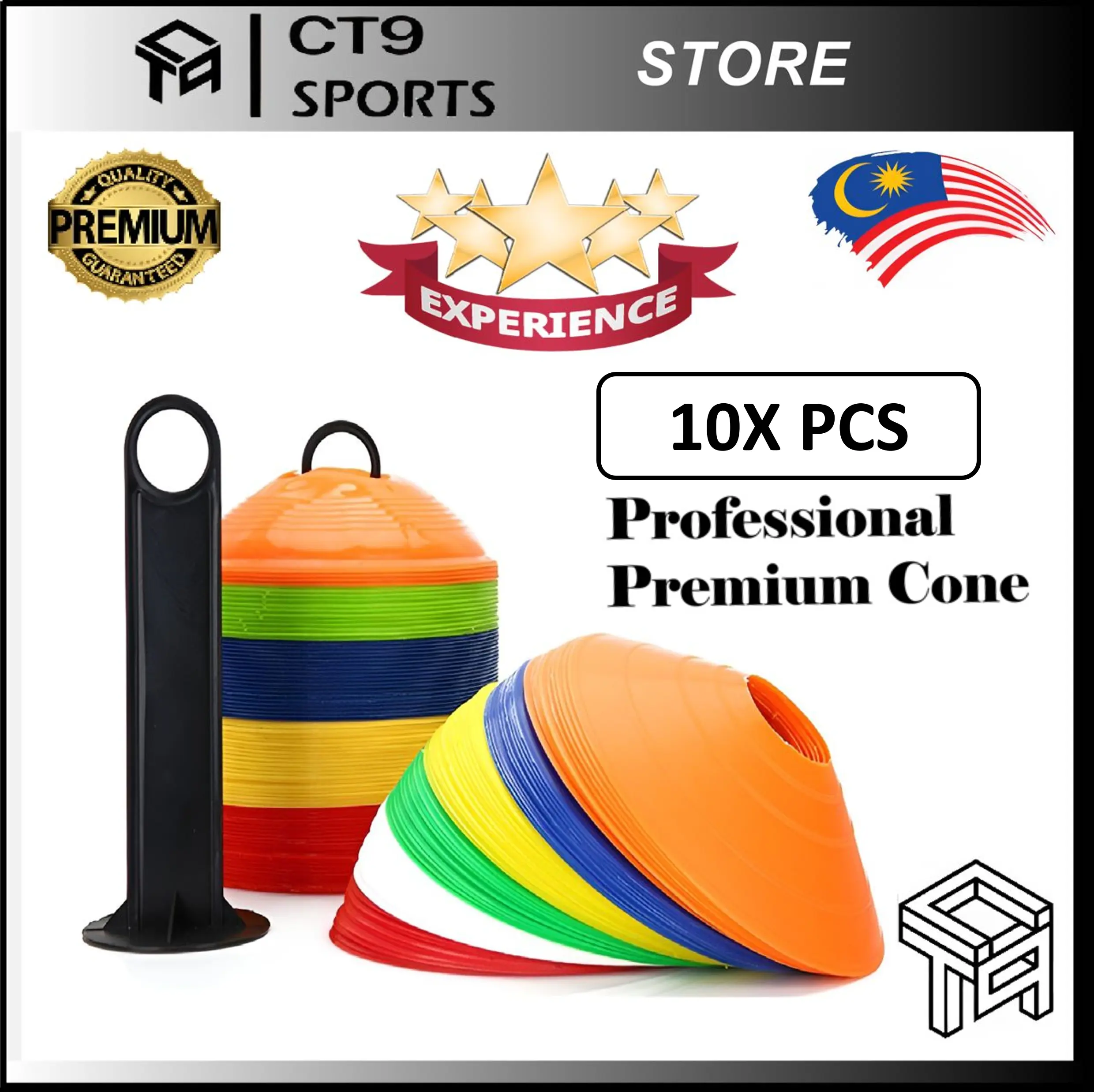10PCS/SET 【LUXURY 】 2024 Football Training Cone Pro Disc Cones Marker Disc Cone Agility Soccer Cones Kon Latihan Bola Sepak Outdoor Safety