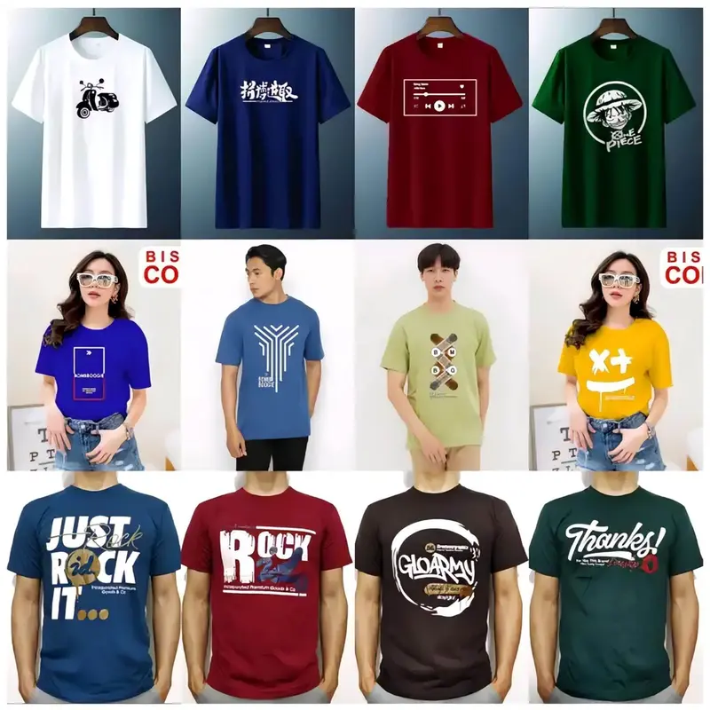 Paket 100rb dapat 6 pcs/ Kaos Distro New /kaos pria Wanita Terbaru 6