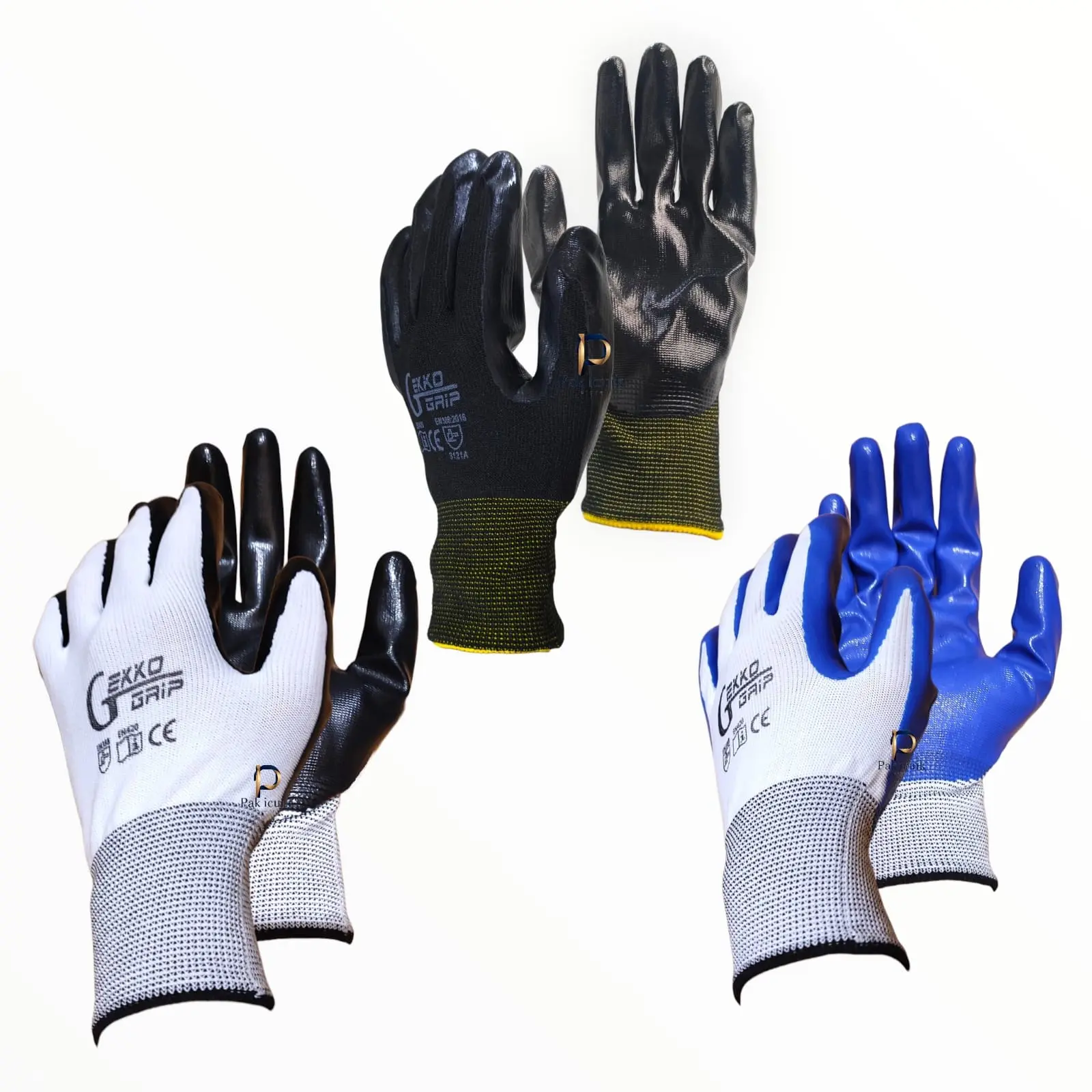 Paket 3 Pasang Sarung Tangan Kerja Proyek Karet Anti Slip Safety Glove Premium Tebal Dan Kuat