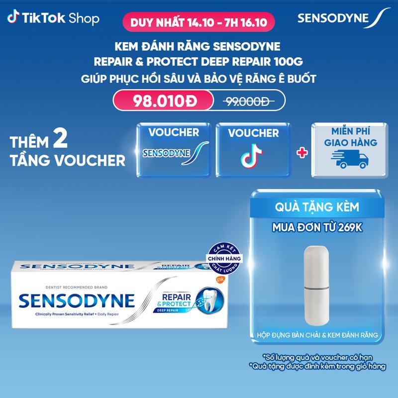 Kem đánh răng SENSODYNE Repair & Protect Deep Repair 100g giúp phục hồi sâu và bảo vệ răng ê buốt