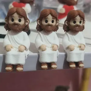 Mini Figur Yesus Bunda Maria Duduk Pajangan Monitor Komputer Dekorasi Meja Kerja Estetik Hiasan Desktop Cute