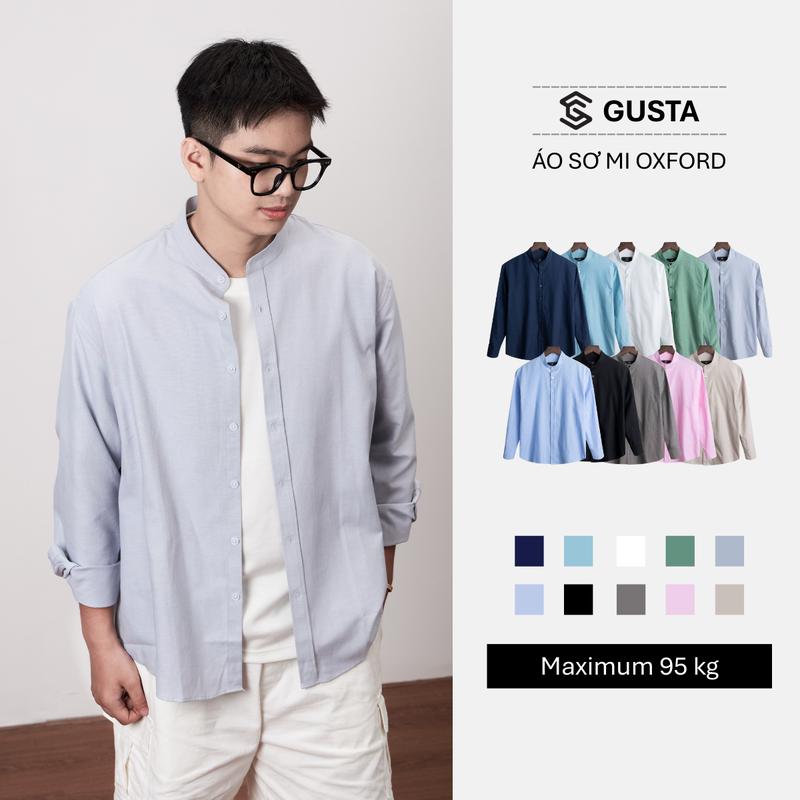 [ ĐỘC QUYỀN ] Áo sơ mi nam cổ tàu GUSTA form loose, vải Oxford cotton mát,sơ mi oxford nam, sơ mi cổ tàu - SM58
