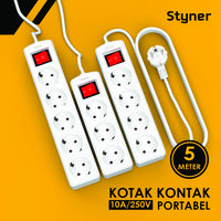 Gambar Kotak Kontak Portable Styner (+Switch) 5 Meter 3/4/5 Lubang - 5 Lubang dari 56 Mart Official Kota Surabaya 1 Tokopedia