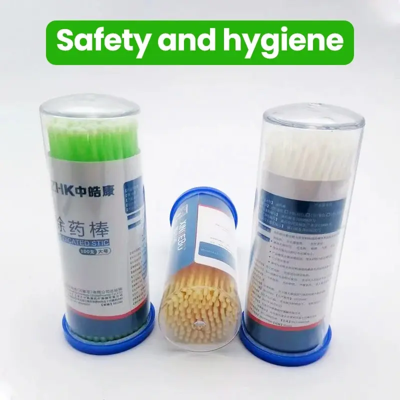 JINGT 100Pcs Dental Material Coating Stick Small Hair Brush Disposable Adhesive Medicine Materials Sticks Brushes Applicator