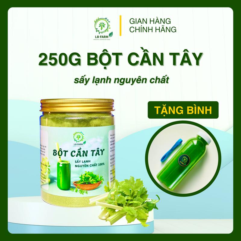 Nguyên Chất Tặng Bình Bột Cần Tây sấy lạnh tự nhiên 250g đầy đủ kiểm định tặng bình pha và thước dây - Lâm Đồng Farm