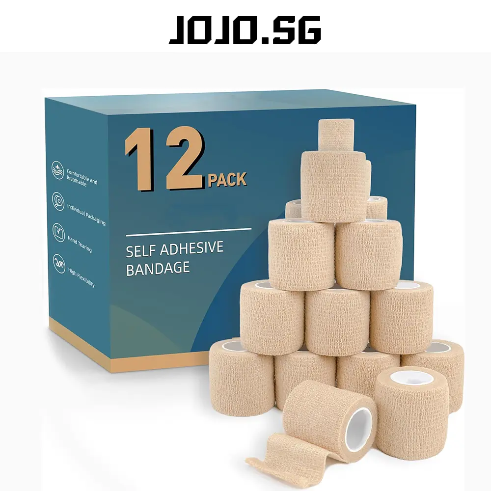 12 Pack Self Adhesive Elastic Bandage Wrap Non-woven Fabric Tape Fitness Gear Knee Elbow Finger Guard Wrist Ankle 5cmx5m