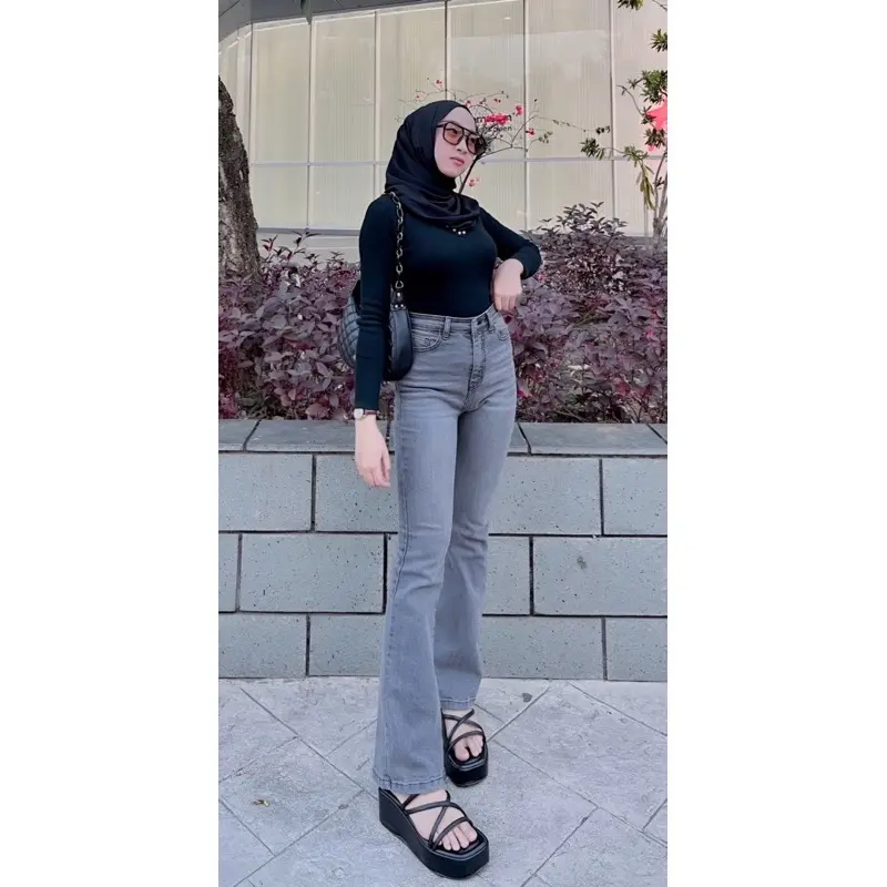 High Waist Jeans Streach Wanita Cutbray || Korean Style Straight Loose Cutbray Wanita Premium || Cutbray Jeans Wanita Bahan Melar Celana Panjang 2