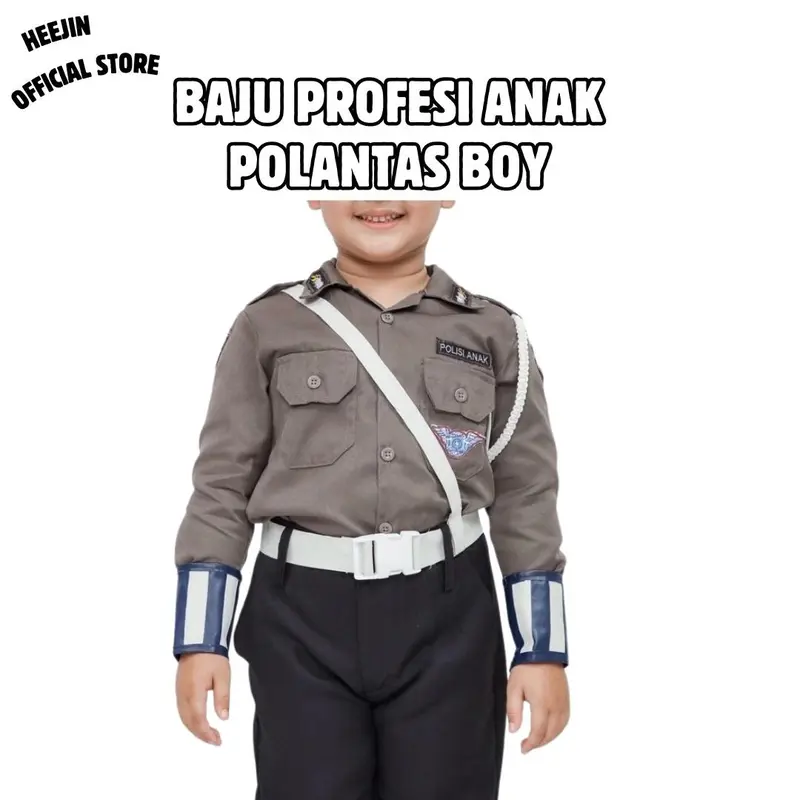 HEEJIN Baju Profesi Anak Polisi Polantas Laki-Laki Perempuan Seragam Karnaval TK PAUD RA Usia 3-7 Tahun Fashion 2
