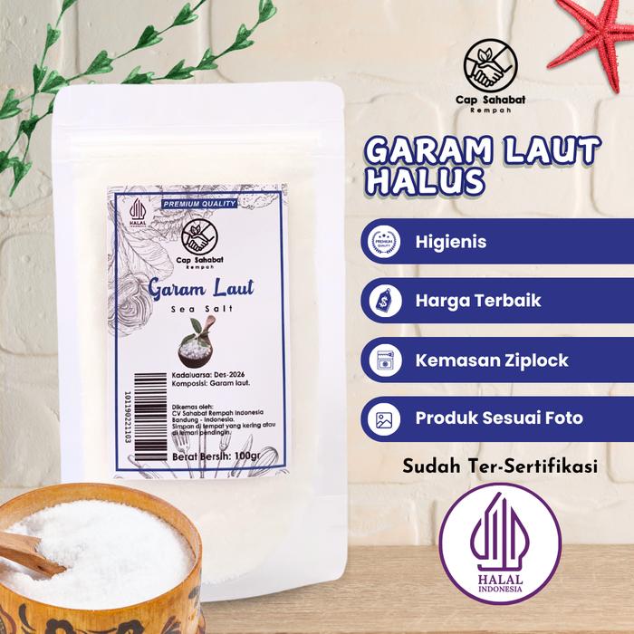 Gambar 100gr Garam Laut Halus / Fine Seasalt - Halus/Fine dari Cap Sahabat Rempah Kota Bandung Tokopedia