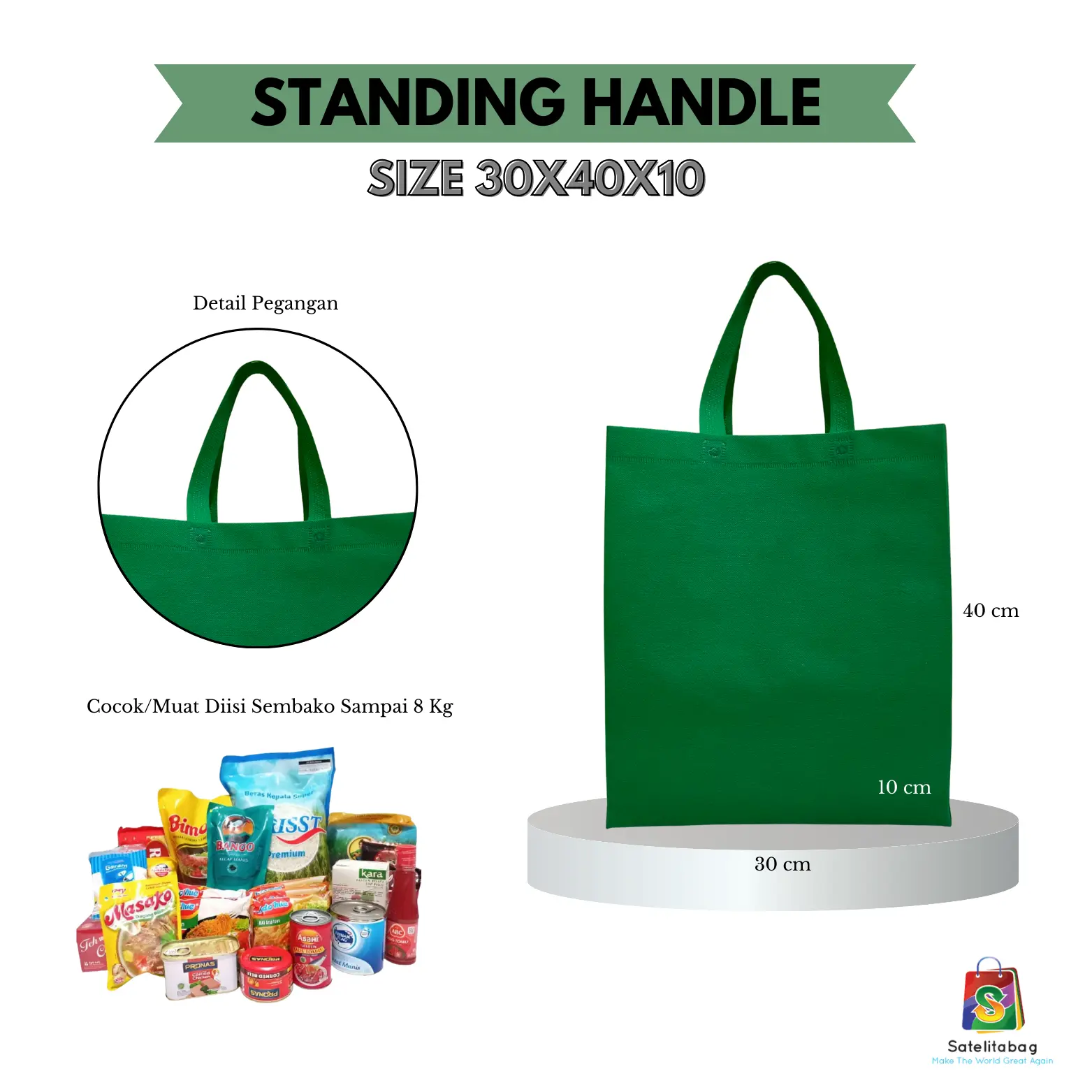 (ISI 12PCS) Tas Goodie bag souvenir Standing Handle 30x40x10 Belanja