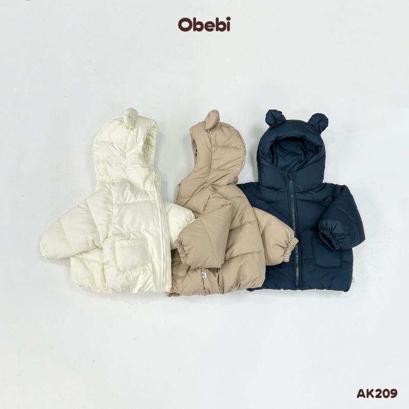  AK209 Áo Khoác Phao Tai Gấu Giữ Ấm Thời Trang Mùa Đông Cho Bé Trai Bé Gái Obebi 